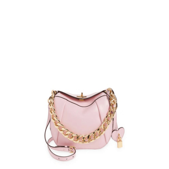 Moschino NWT Heart Lock Leather Shoulder Bag in Pink - Picture 1 of 10